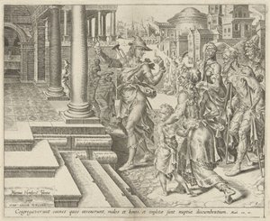 Hasta ve fakirlere davet Bir Düğün Bayramı benzetmesi (dizi adı) by Dirck Volckertsz. Coornhert