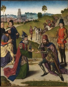 Son Akşam Yemeği sunağı: İbrahim ve Melchizedek sol kanadının buluşması, 1464-1468