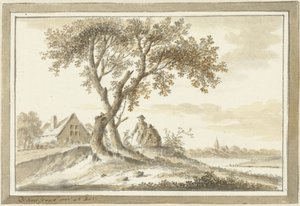 Bir ağacın altında iki adamla manzara by Dirk Kuipers