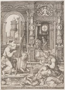 Aziz Luke Bakire ve Çocuğu Boyama by Dirk Vellert