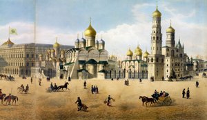 Müjde Katedralleri ve Başmelek, Moskova panoramasından Philippe Benoist 1813-c.1905 ve Aubrun, pub tarafından oyulmuş. Lemercier tarafından 105099 lito detayı by Dmitri Indieitzeff
