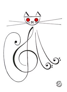 Müzikal kedi - müzik notasyonu kullanılarak çizilmiş bir kedi by Dmitri Smirnov