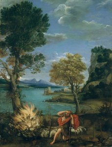 Musa ve Yanan Çalı ile Manzara by Domenichino