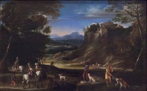 Av Sahneli Ormanlık Manzara by Domenichino (1581-1641)