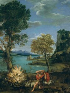 Musa ve Yanan Çalı ile Manzara, 1610-16. by Domenichino