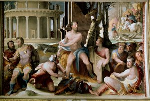 The Sacrifice of Codros, King of Athens In the war against the Dorians, the last legendary king of Athenes Codros (Codrus or Kodros) died after learning from an oracle that victory would come to the people whose leader would be killed. Fresco by Domenico d