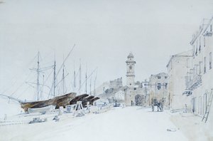 View of Weapons at Taggia, ca 1860, yazan Pasquale Domenico Cambiaso (1811-1894), İtalya Karakalem ve sulu boya. by Domenico Cambiaso