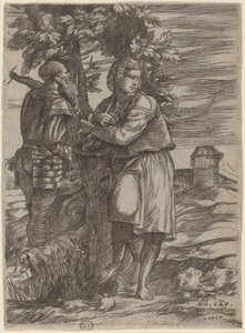 Çoban ve Eski Savaşçı by Domenico Campagnola