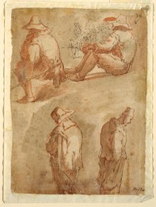 Beş Adamın Figür Çalışmaları by Domenico Gargiulo, called Micco Spadaro