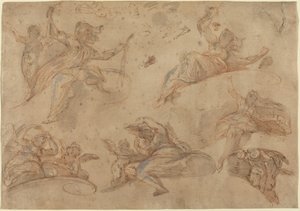 Aşağıdan Görülen Alegorik Figürler by Domenico Maria Canuti