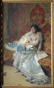 Bayan Theresa Oneto Kazak Portresi, Domenico Morelli tarafından by Domenico Morelli