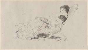 Sanatçının Kızı Eleonora Şezlonga Uzanmış by Domenico Morelli
