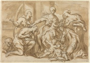 Azizler tarafından çevrili Madonna by Domenico Piola