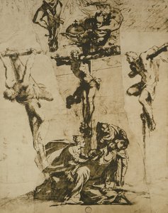 Çarmıha Gerilme ve Baygın Bakire Çalışması by Domenico Robusti Tintoretto