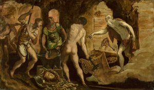 The Forge of Vulcan, yaklaşık 1544-1548 (tuval üzerine yağlı boya) by Domenico Robusti Tintoretto