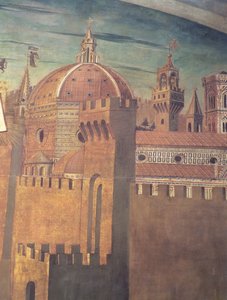 Kuzey koridorda Divina Commedia ile Dante freskinden Floransa Katedrali