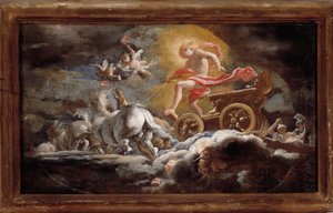 Güneşin arabası Boyama Domenico Piola (1627-1703) Dim 58x78 cm Genler, Musei di Strada Nuova (eski Palazzo Bianco)