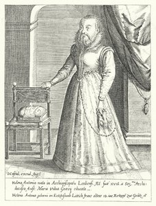 Helena Antonia of Liege, Avusturya Maria'nın sakallı kadın saray cücesi, Kutsal Roma İmparatoriçesi (gravür)