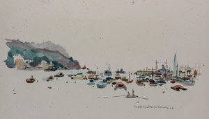 Rapallo, c.1979 (kağıt üzerine suluboya) by Donatella Merlo