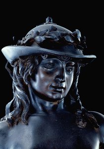 David, kafa detayı, c.1440 (bronz) (ayrıca bkz. 11969-70) by Donatello
