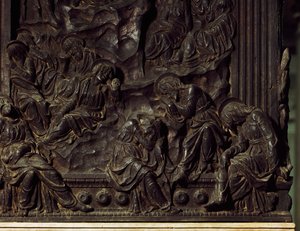 Bahçede ibadet, sol minberden detay, Donatello (1386-1466), Aziz Lawrence Bazilikası, Floransa, İtalya by Donatello