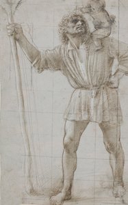Bebek İsa ile Aziz Christopher, c. 1490 (Silverpoint, beyazla vurgulanmış, açık gri hazırlanmış kağıt üzerine) by Donato Bramante