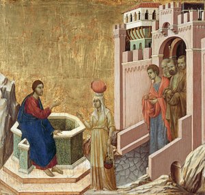 İsa ve Samiriyeli Kadın by Duccio di Buoninsegna