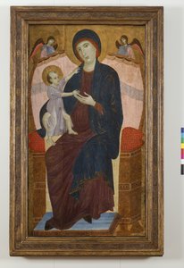Madonna ve Çocuk Enthroned ve Melekler, 1280-85 by Duccio di Buoninsegna