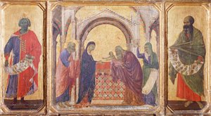 Süleyman, Tapınakta sunum ve Malaki Peygamber, Siena Katedrali'ndeki Duccio Altarpiece Maesta'nın predella'sından detay by Duccio di Buoninsegna