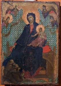 Bakire ve üç Fransisken keşişi olan çocuk (Resim by Duccio di Buoninsegna