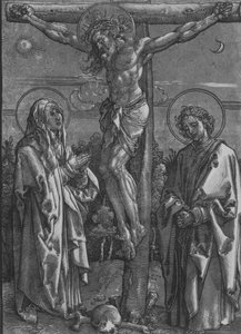 Bakire ve Aziz John ile Haç Üzerinde İsa, 1500-1550. by Dürer School.