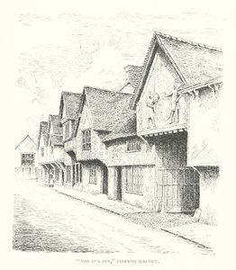 "The Sun Inn," Saffron Walden (taş baskı)