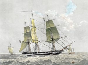 Amerikan donanması korveti yelken altında, 19. yüzyılın başları (baskı) by Dutch School