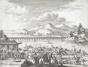 Yangtze Nehri üzerindeki köprü by Dutch School