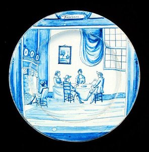 Şubat ayını gösteren delftware plakası (kalay sırlı çanak çömlek) by Dutch School
