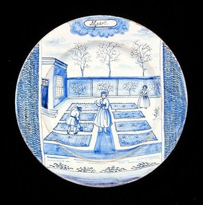 Mart ayını gösteren delftware plakası (kalay sırlı çanak çömlek) by Dutch School