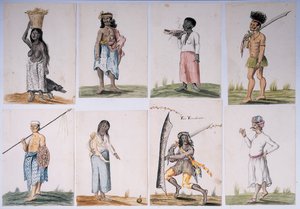 Brezilya, Afrika, İran ve Doğu Hindistan yerlilerinden oluşan bir albümden çizim by Dutch School