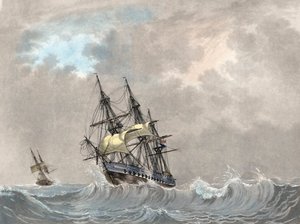 Hollanda donanmasına ait firkateyn yelken altında by Dutch School