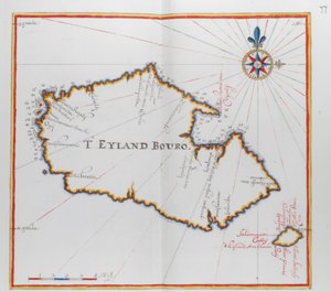 Bouro, Endonezya adasının haritası. by Dutch School