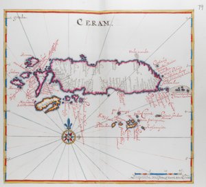 Ceram (Seram), Endonezya adasının haritası. by Dutch School