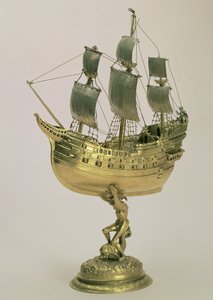 Model Savaş Gemisi, Amsterdam, 1595-96 (altın gümüş) by Dutch School