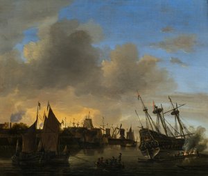 Hollanda Limanında Çok Sayıda Gemi by Dutch School
