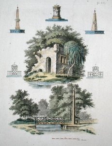 G. van Laar'ın 'Bahçe Taşları Dergisi'nden süs bahçesi özellikleri, 1802'de yayınlandı (renkli taş) by Dutch School