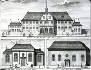 Portekiz Kilisesi ve Belediye Binası, Batavia, 19. Yüzyıl, by Dutch School