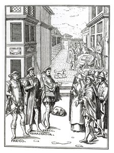 Town Crier tarafından satış, Joos de Damhouder (1507-81) tarafından Praxis Rerum Civilium