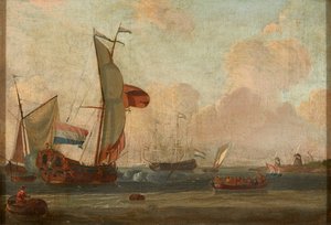 Kıyıdan Nakliye (tuval üzerine yağlı boya) by Dutch School