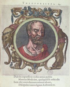 Theophrastus (c.372-287 BC), Johannes Sambucus (1531-84) tarafından Eski ve Yeni Fizik ve Filozoflardan alınan çizim, Plantin tarafından Leyden 1603