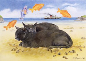 Balık Düşleri, 1997 (tuval üzerine akrilik) by E.B. Watts