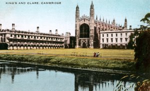 Kings and Clare Colleges, Cambridge, Cambridgeshire, 20. yüzyılın başlarında. by E. Dennis