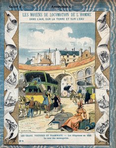 Çalışkanlık tr 1840 - la cour des messageries - 1840 yılında posta arabası - Okul kitapları için koruyucu kılıftan, 19. yüzyıl sonu - çizim E. Letellier - Protege notebook historique, fin 19. yüzyıl - by E. Letellier